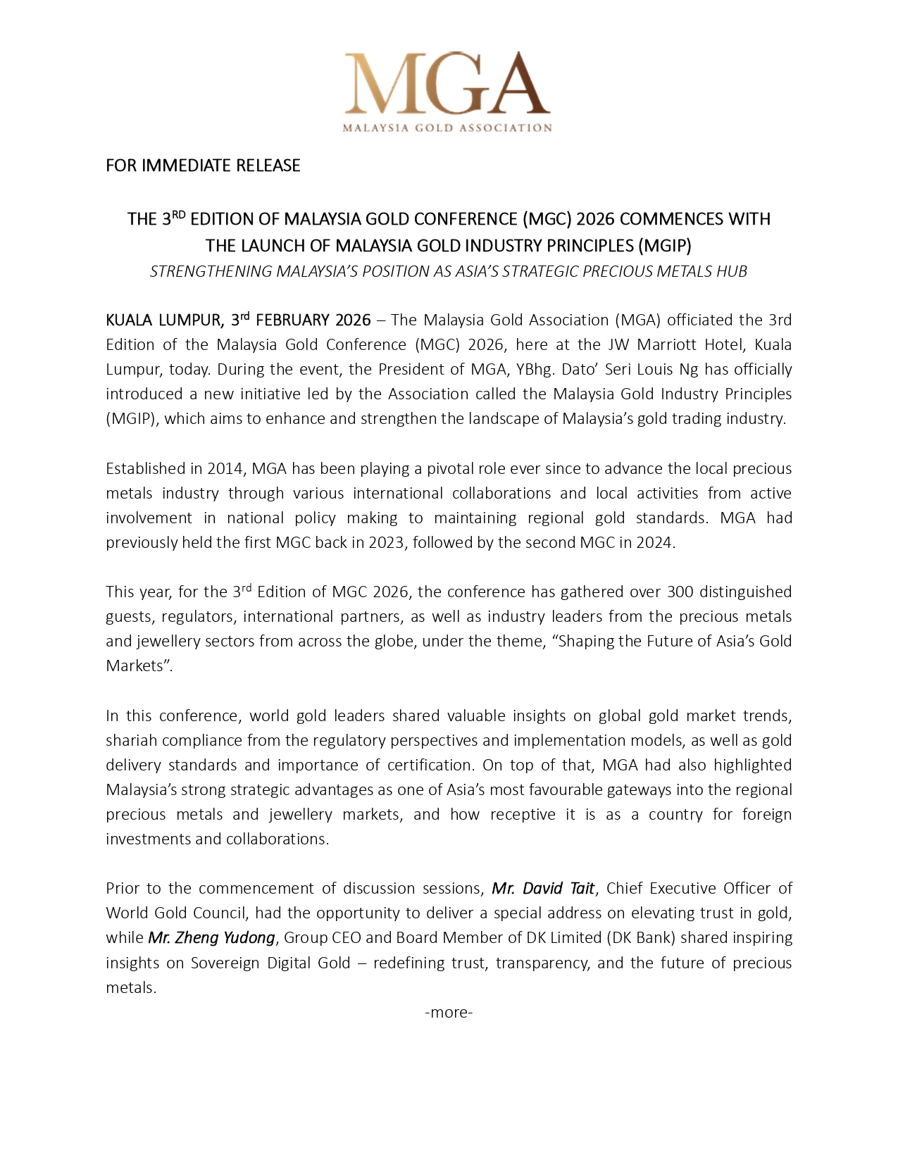 MGIP advances to next development phase